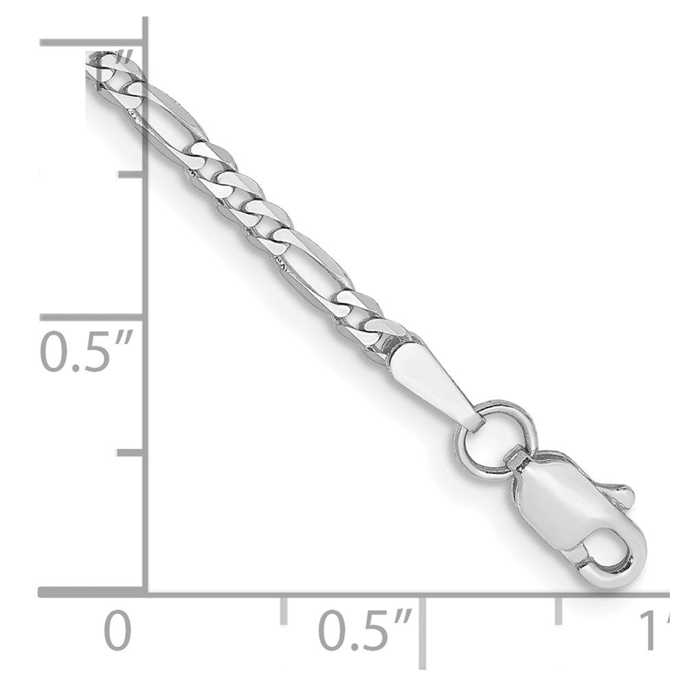 14k White Gold 2.25mm Flat Figaro Chain Anklet