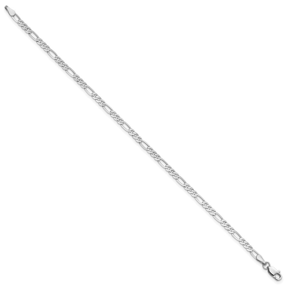 14k White Gold 2.75mm Flat Figaro Chain Anklet
