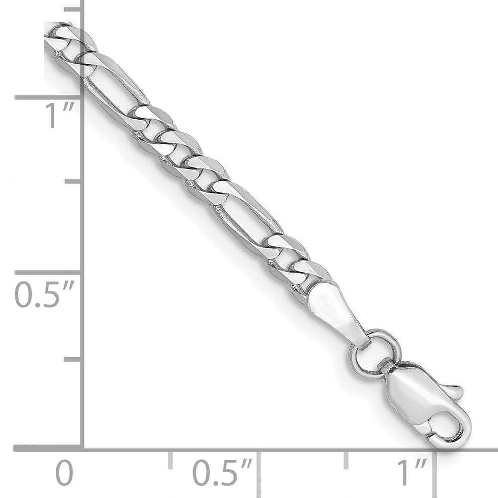 14k White Gold 3.0mm Flat Figaro Chain