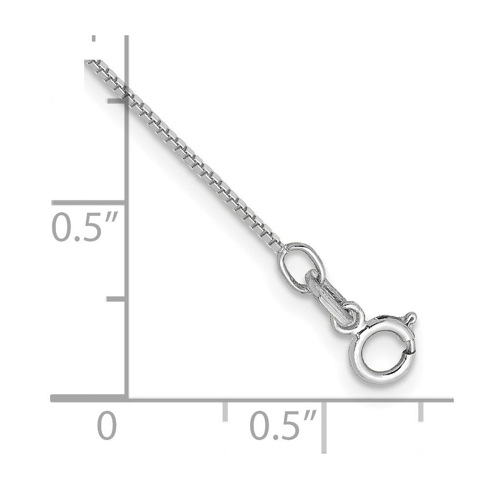 14k White Gold .7mm Box with Spring Ring Clasp Chain Anklet