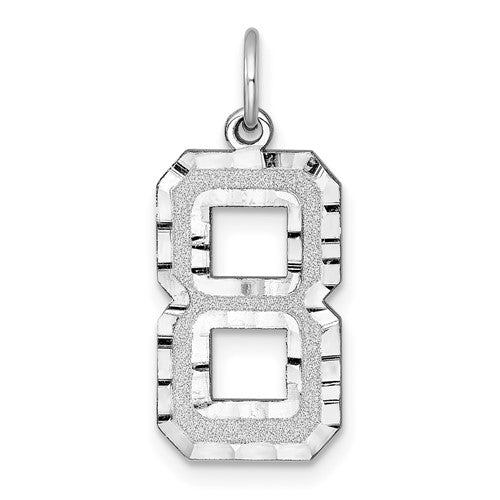 14kw Large Brushed Diamond-cut  Number 8 Charm