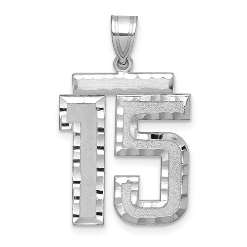 14kw Large Brushed  Diamond-cut Number 15 Charm