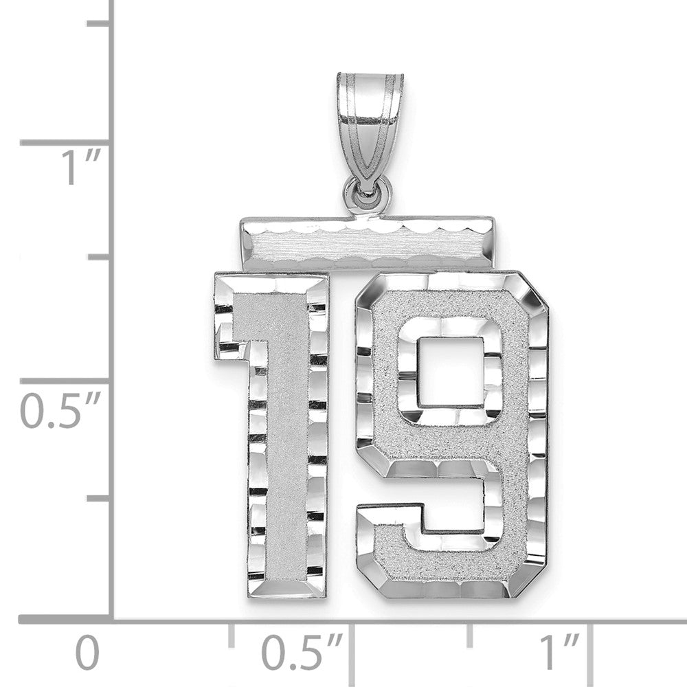 14kw Large Brushed Diamond-cut Number 19 Charm