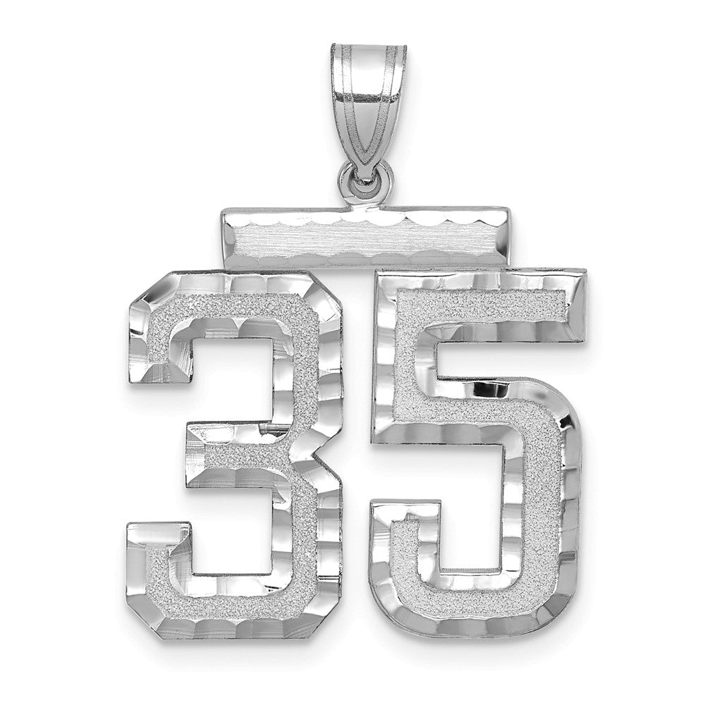 14kw Large Brushed Diamond-cut Number 35 Charm