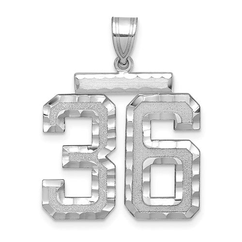 14kw Large Brushed Diamond-cut Number 36 Charm