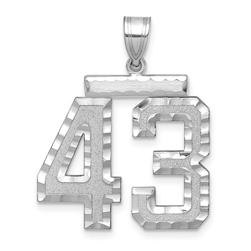 14kw Large Brushed Diamond-cut Number 43 Charm