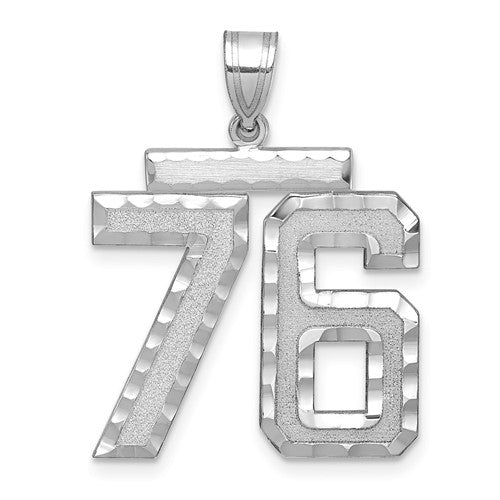 14kw Large Brushed Diamond-cut Number 76 Charm