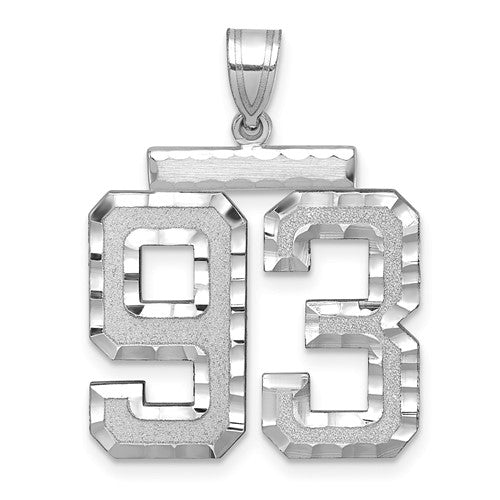 14kw Large Brushed Diamond-cut Number 93 Charm