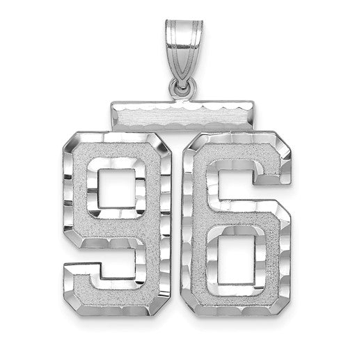 14kw Large Brushed Diamond-cut Number 96 Charm