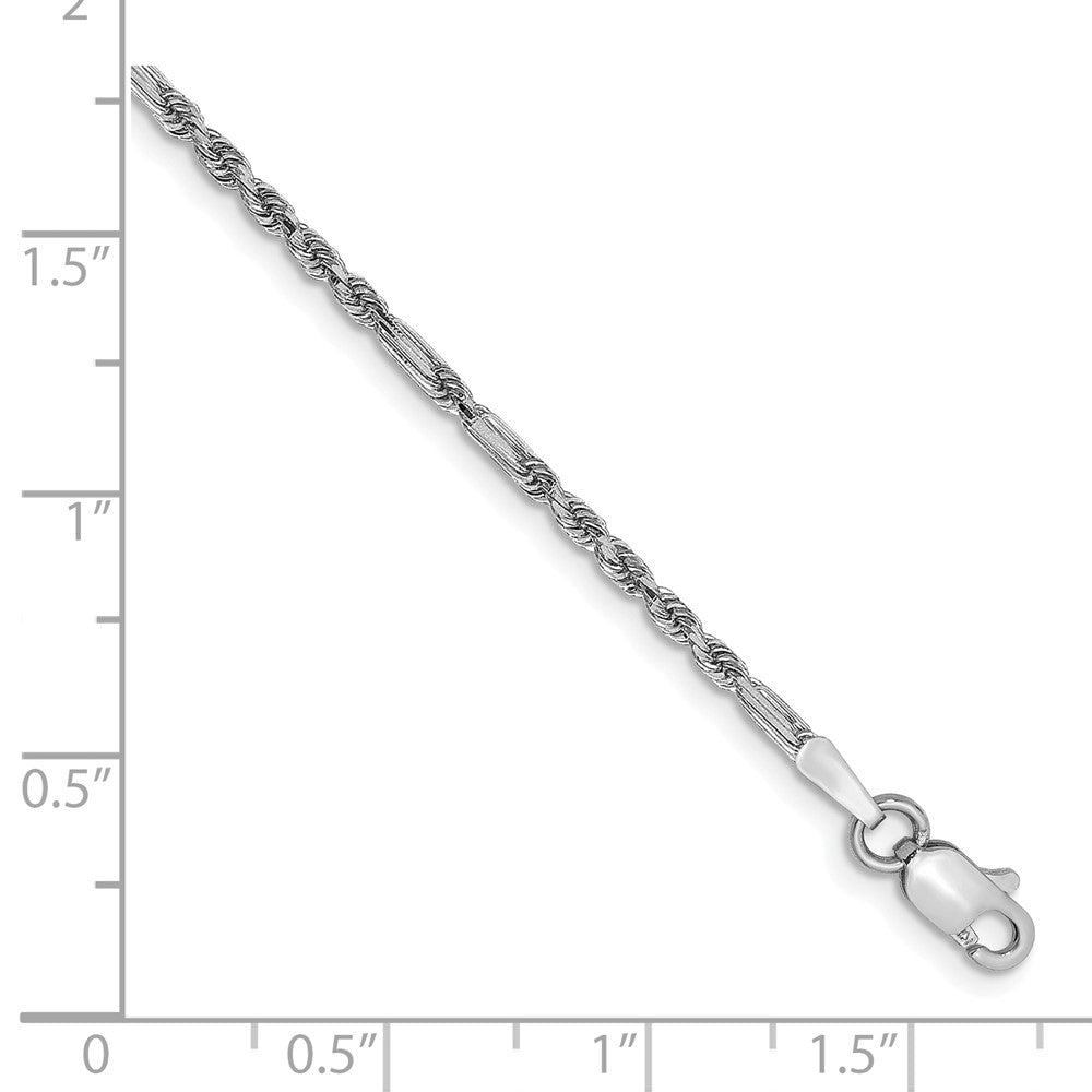 14k White Gold 1.8mm D/C Milano Rope Chain Anklet