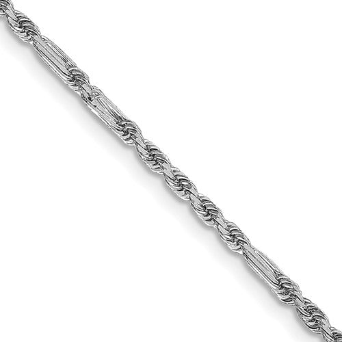 14k White Gold 1.8mm D/C Milano Rope Chain