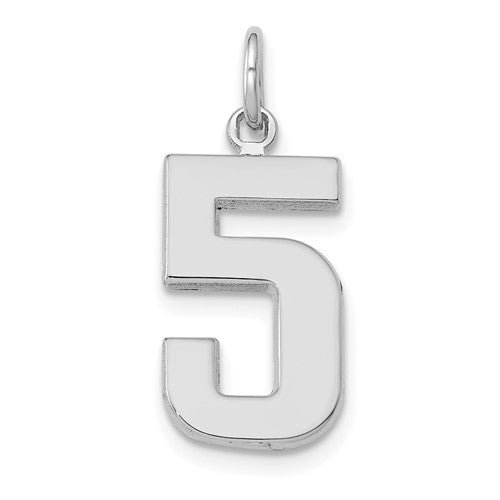 14kw Medium Polished Number 5 Charm