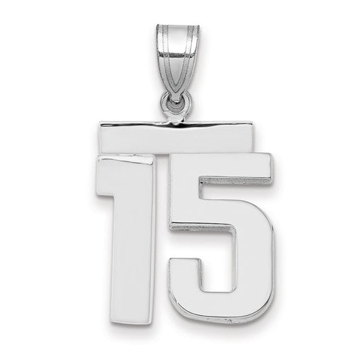 14kw Medium Polished Number 15 Charm