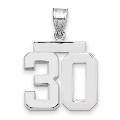 14kw Medium Polished Number 30 Charm