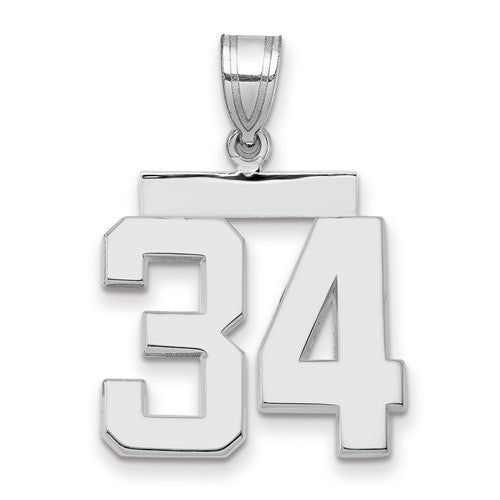 14kw Medium Polished Number 34 Charm