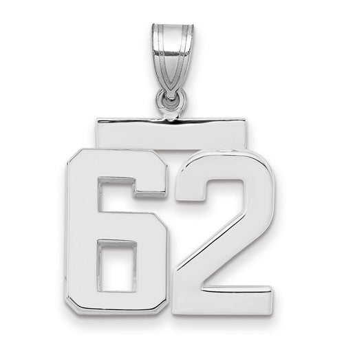 14kw Medium Polished Number 62 Charm