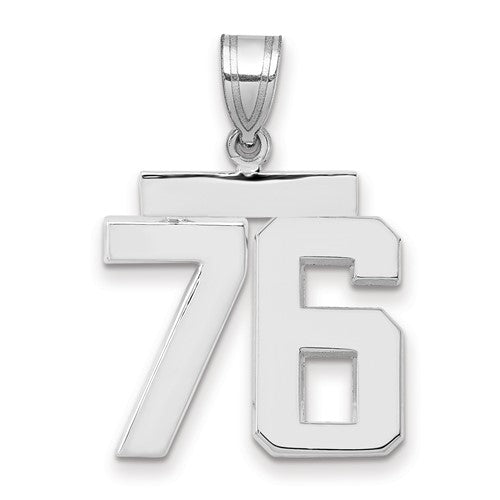14kw Medium Polished Number 76 Charm