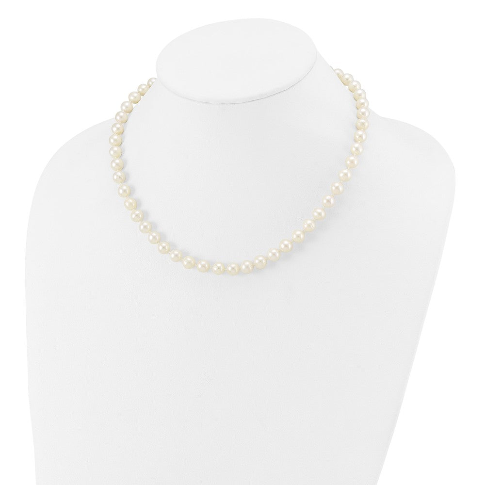 10k 7-8mm White Near Round Freshwater Cultured Pearl Necklace