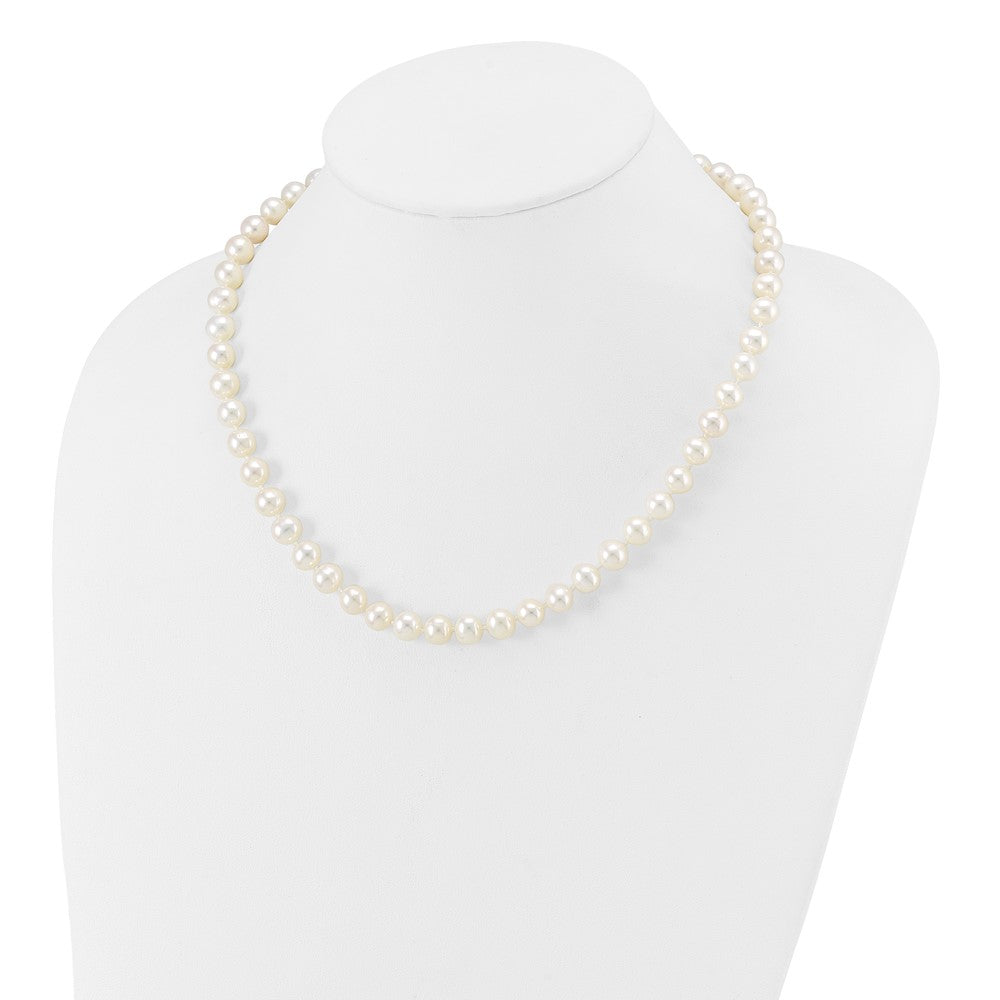 10k 7-8mm White Near Round Freshwater Cultured Pearl Necklace