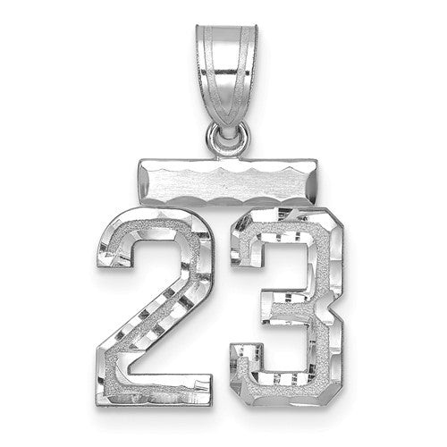 14kw Small Brushed Diamond-cut Number 23 Charm