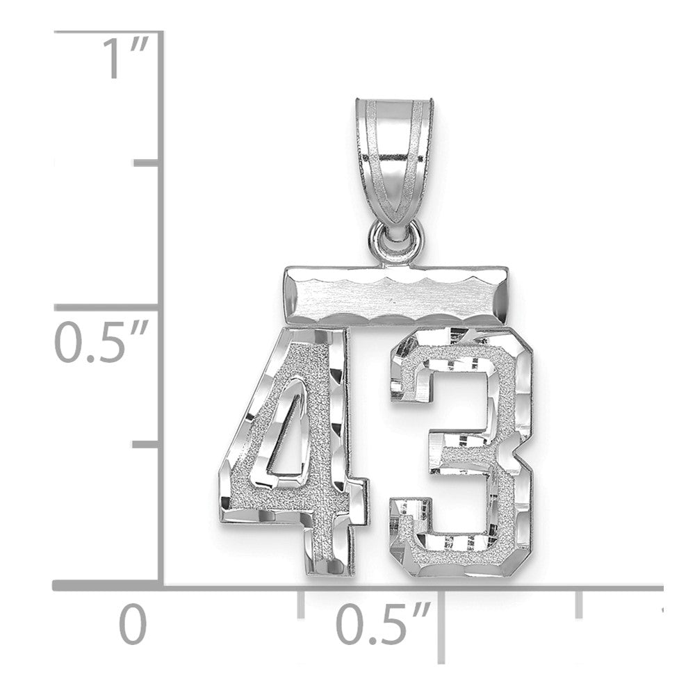 14kw Small Brushed Diamond-cut Number 43 Charm