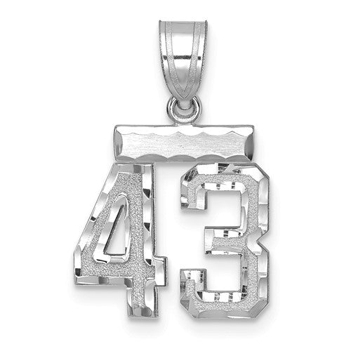 14kw Small Brushed Diamond-cut Number 43 Charm
