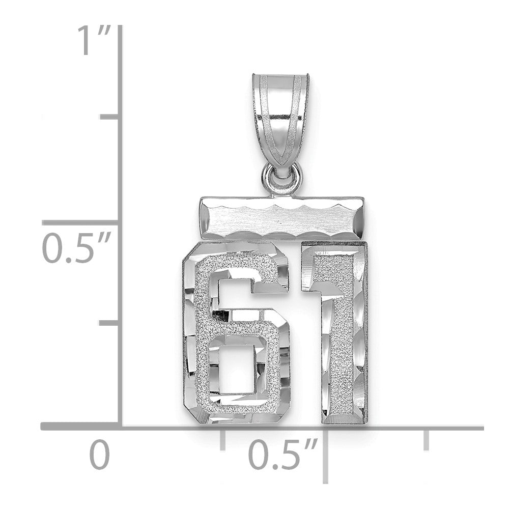 14kw Small Brushed Diamond-cut Number 61 Charm