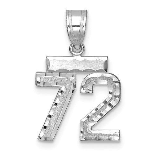 14kw Small Brushed Diamond-cut Number 72 Charm