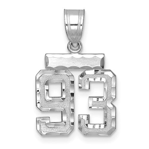 14kw Small Brushed Diamond-cut Number 93 Charm