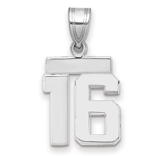 14kw Small Polished Number 16 Charm