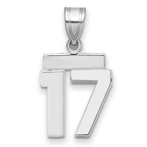 14kw Small Polished Number 17 Charm