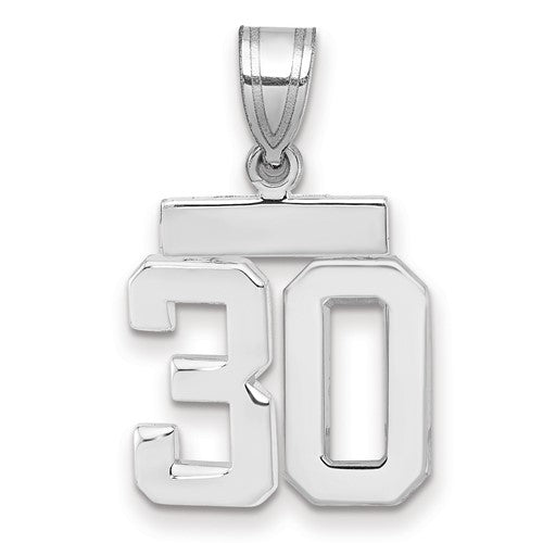 14kw Small Polished Number 30 Charm