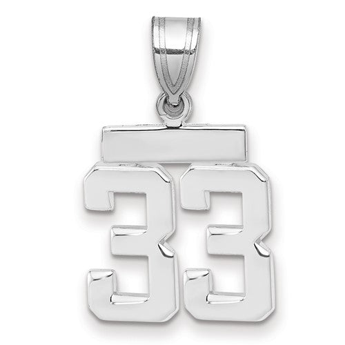 14kw Small Polished Number 33 Charm