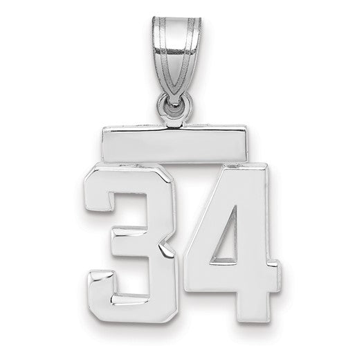 14kw Small Polished Number 34 Charm