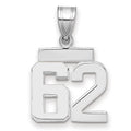 14kw Small Polished Number 62 Charm