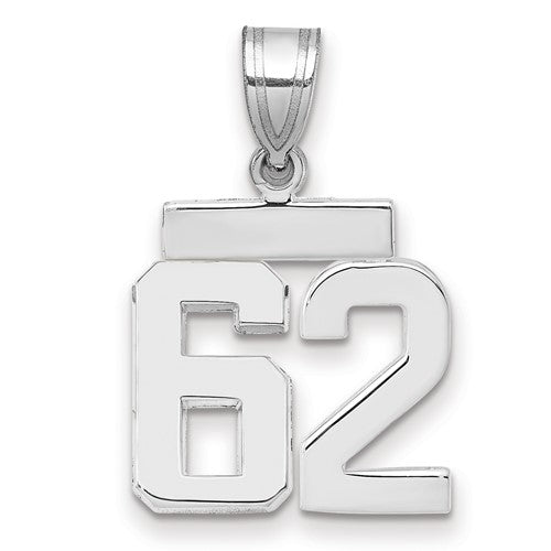 14kw Small Polished Number 62 Charm