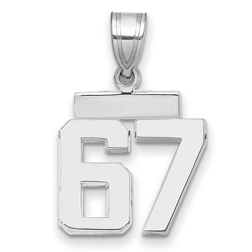 14kw Small Polished Number 67 Charm
