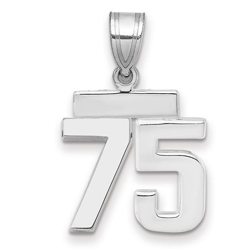 14kw Small Polished Number 75 Charm
