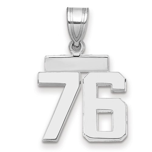 14kw Small Polished Number 76 Charm