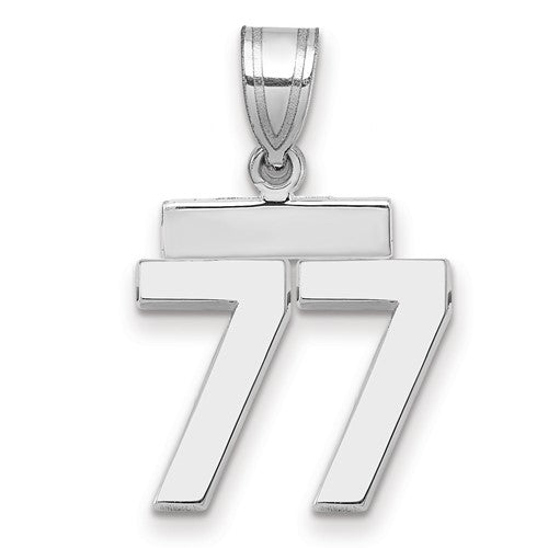 14kw Small Polished Number 77 Charm
