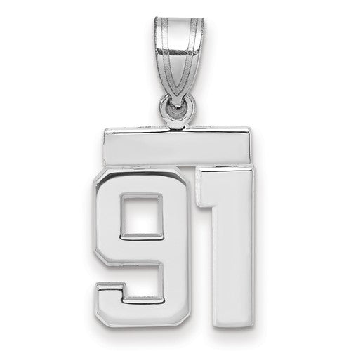 14kw Small Polished Number 91 Charm