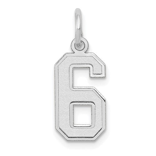 14kw Small Satin Number 6 Charm