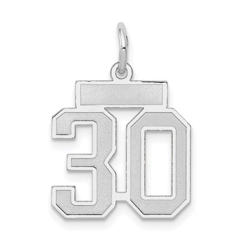 14kw Small Satin Number 30 Charm