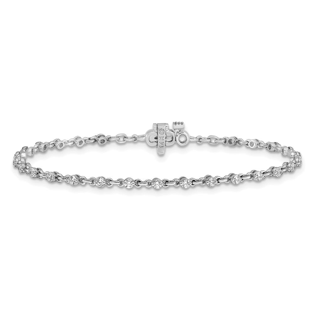 14k White Gold 2mm Round Diamond 1ct 7in Bracelet