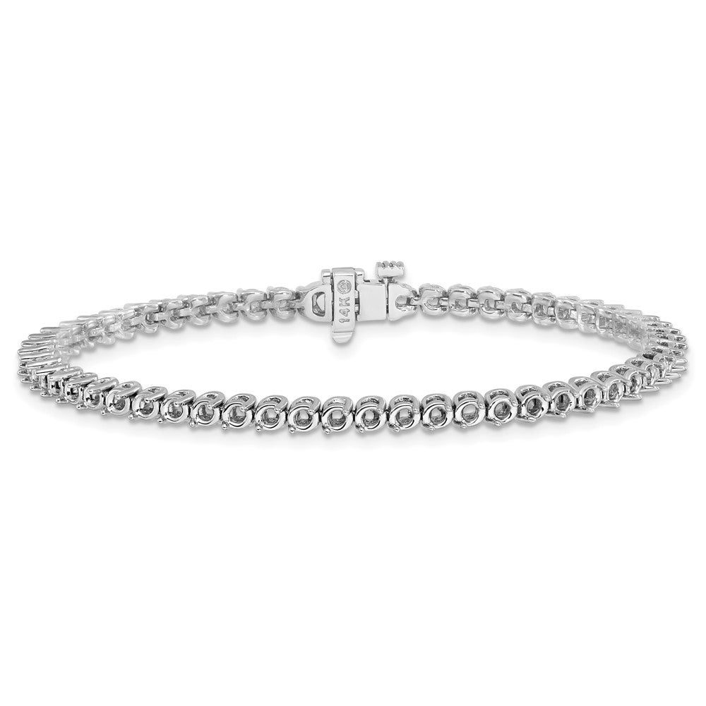 14k White Gold 2.4mm  Round 2-prong Diamond Bracelet Mounting