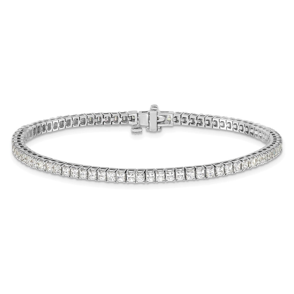 14k White Gold 2mm Princess 4ct AAA Diamond Tennis Bracelet