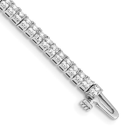14k White Gold 2mm Princess 4ct AAA Diamond Tennis Bracelet