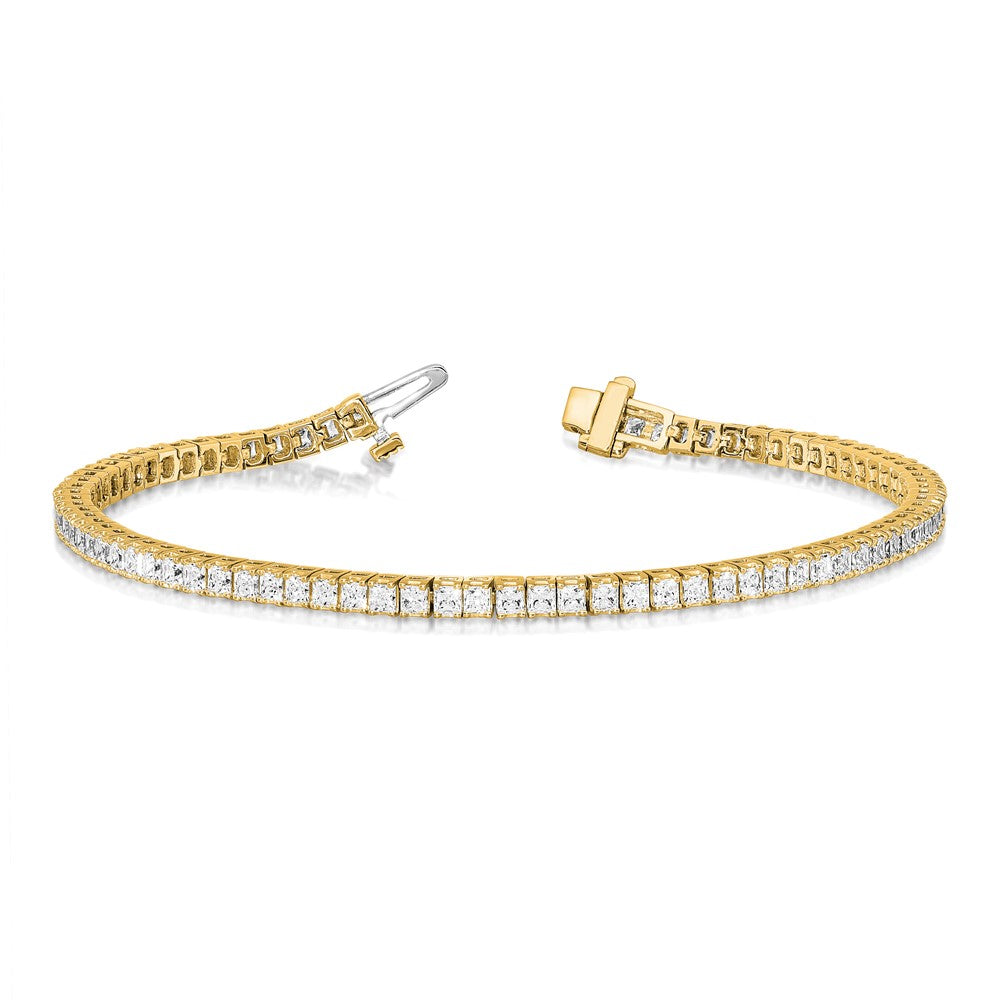 14k 2.5mm Princess 6.6ct AA Diamond Tennis Bracelet