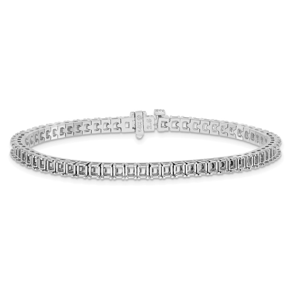 14k White Gold 2.5mm Princess 6.6ct Diamond Tennis Bracelet Mounting