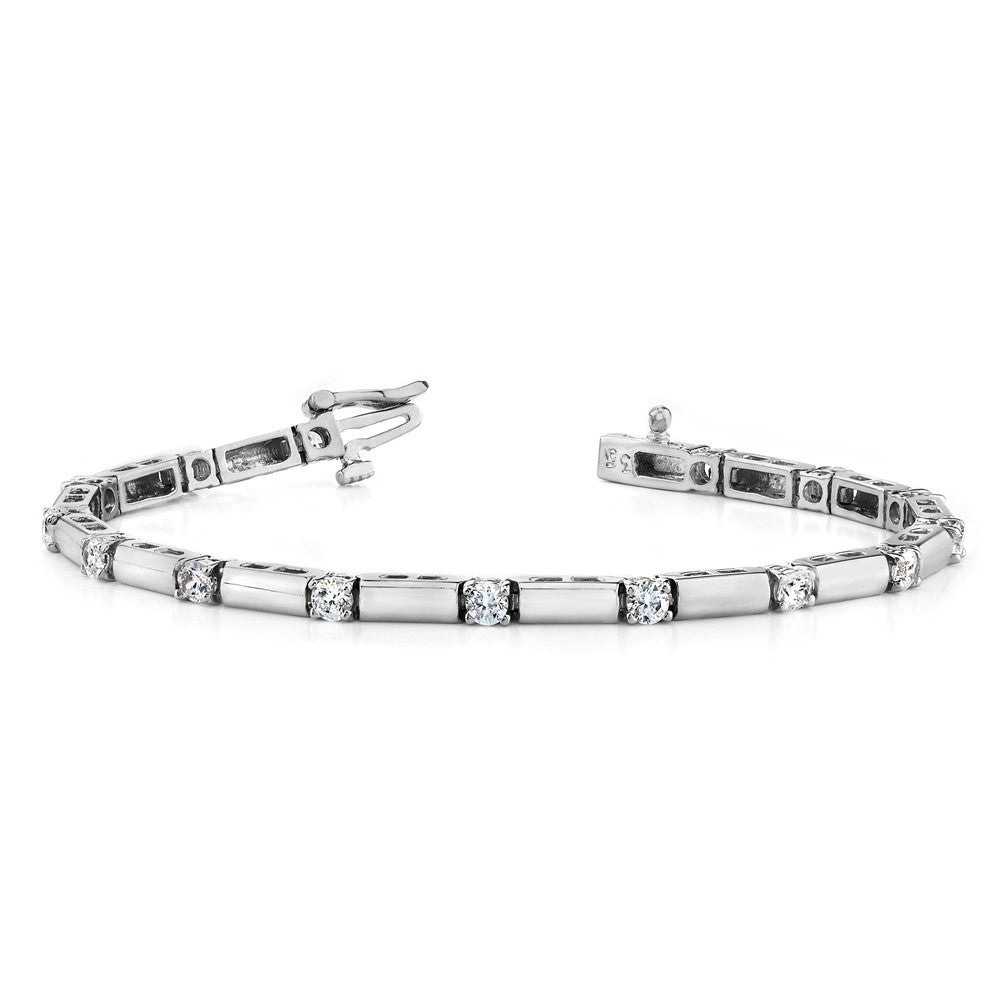 14k White Gold 3.8mm Bar Link Tennis Bracelet Mounting